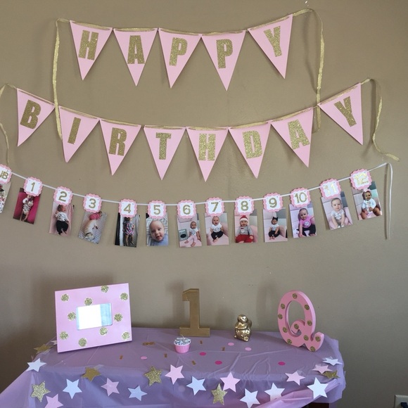 Pink and Gold Number Garland - Picture 10 of 13